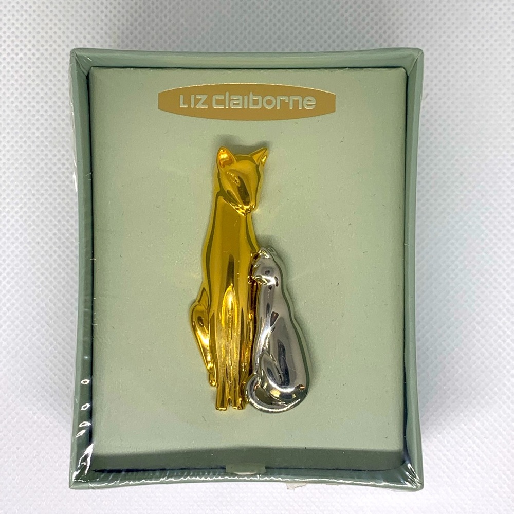 Vintage NEW Liz Claiborne Cat and Kitten Brooch
